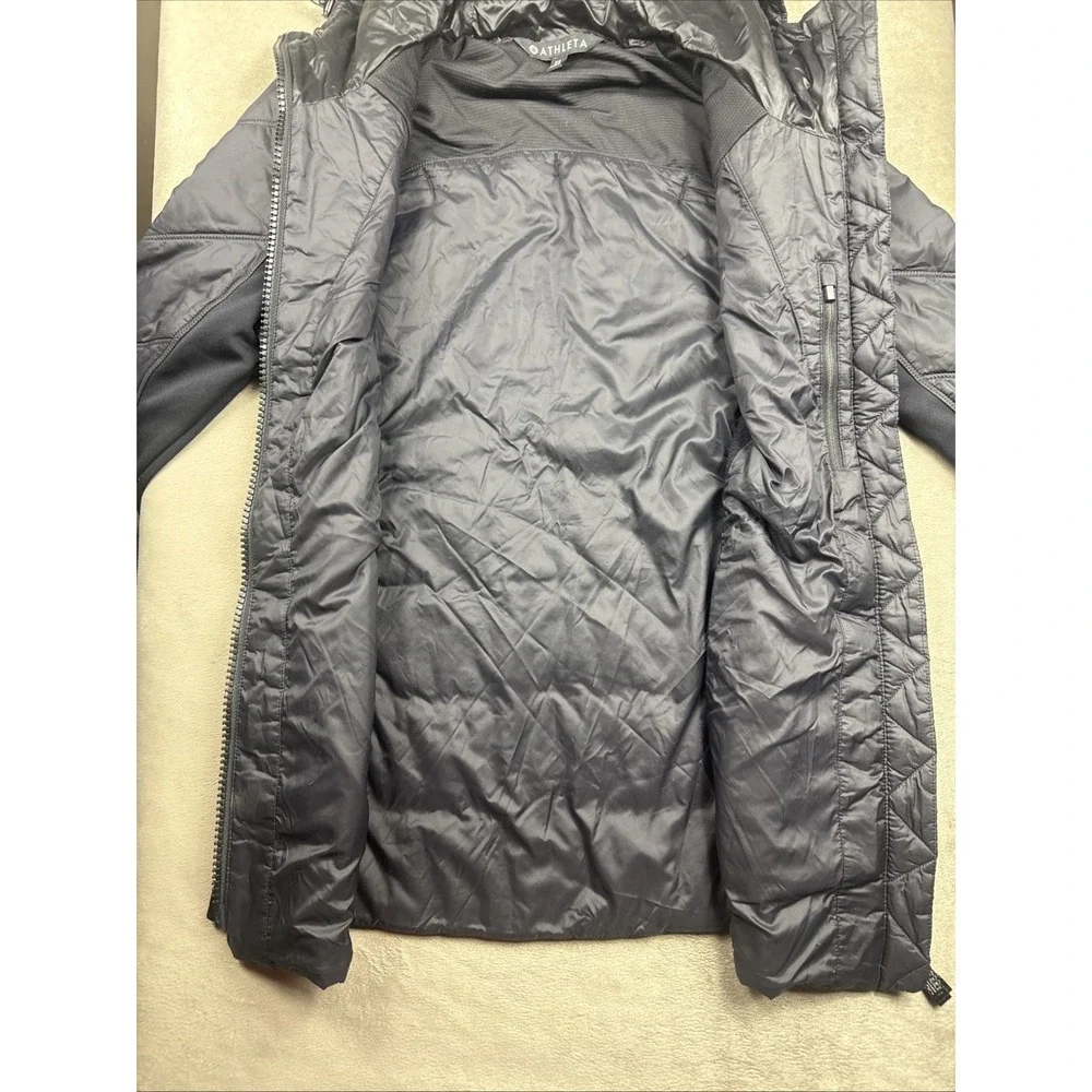 Athleta Rock Ridge Puffer Jacket Women XS PRIMALOFT Quilted Thumb Hole Hood NICE